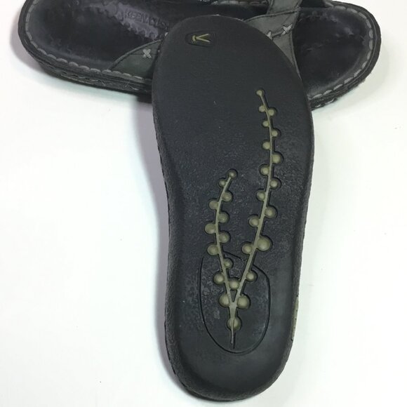 Keen Cush Olive Leather Open Toe Slide Sandal Women's Size 8 Leather Footbed - Picture 9 of 9